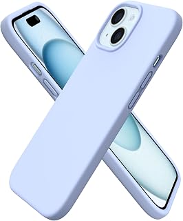 ORNARTO Compatible with iPhone 15 Case, Slim Liquid Silicone 3 Layers Full Covered Soft Gel Rubber Phone Case Protective Cover with Microfiber Lining 6.1 Inch-Baby Blue