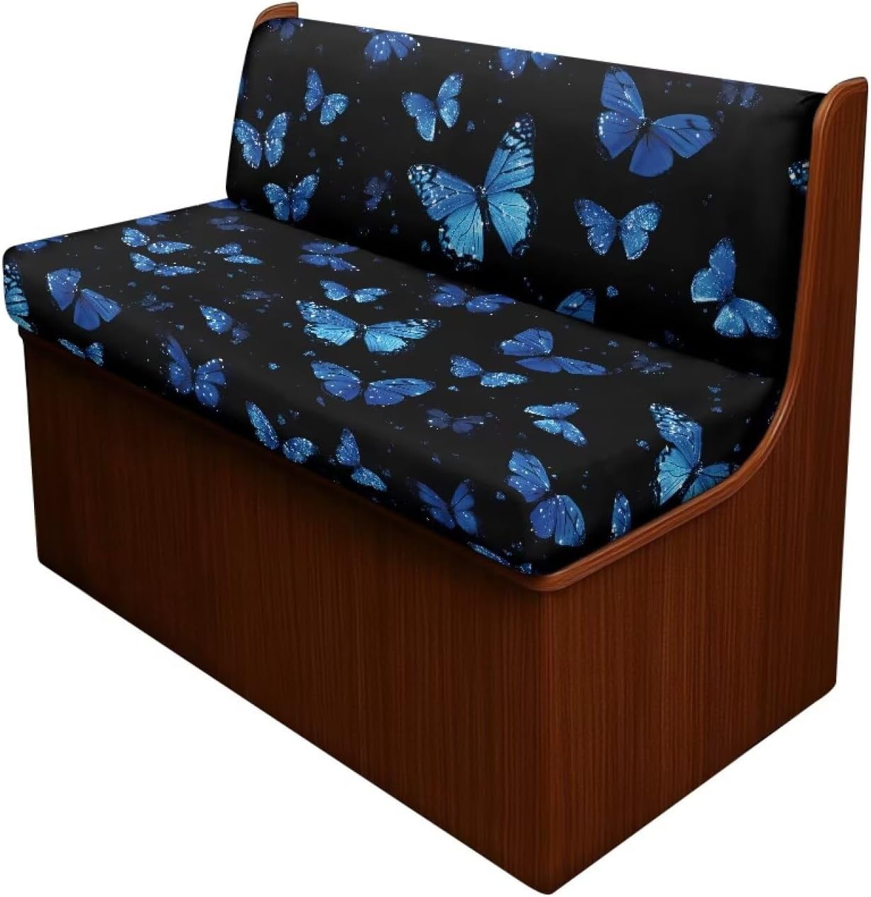 RV Dinette Cushion Cover RV Bench Seat Covers Split Design Breathable Desert Sun & Pet Scratch Resistant Blue Butterfly