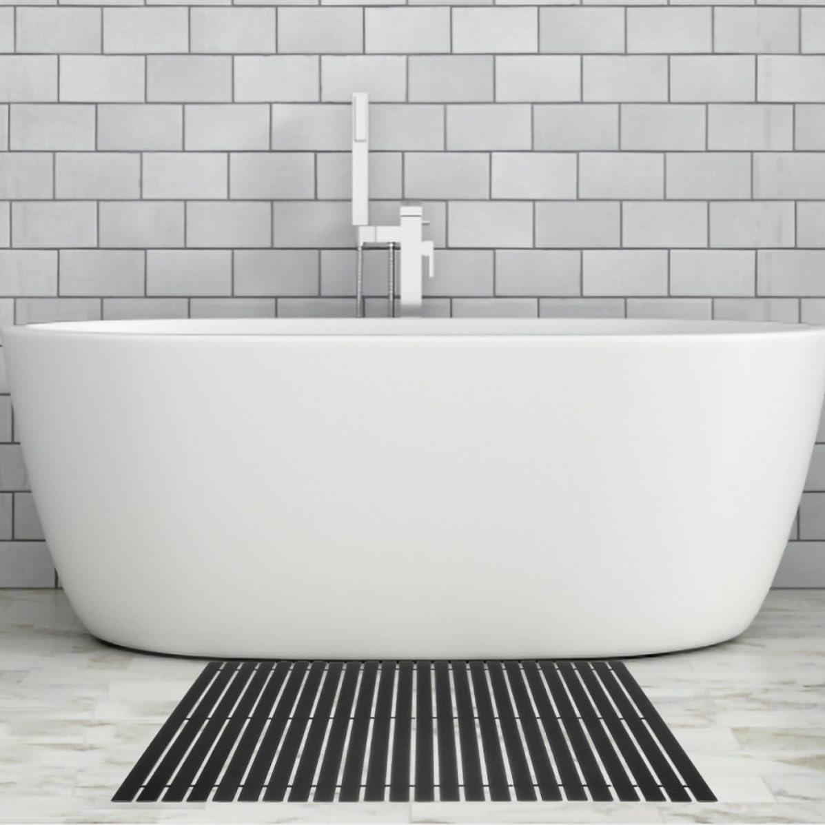 ABOOFAN Alfombra Resistente al Desgaste de Bambú para Baño y Ducha Antideslizante Diseño Natural y Moderno, Adecuado para Dormitorio y Aseo