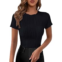NNGOTD Women Summer Tops, Women's Solid Color Short Casual Slim Fit Top Tunic Sweaters Leggings Business Office Top Ladies Loose Shirt Blouse for Spring/Summer