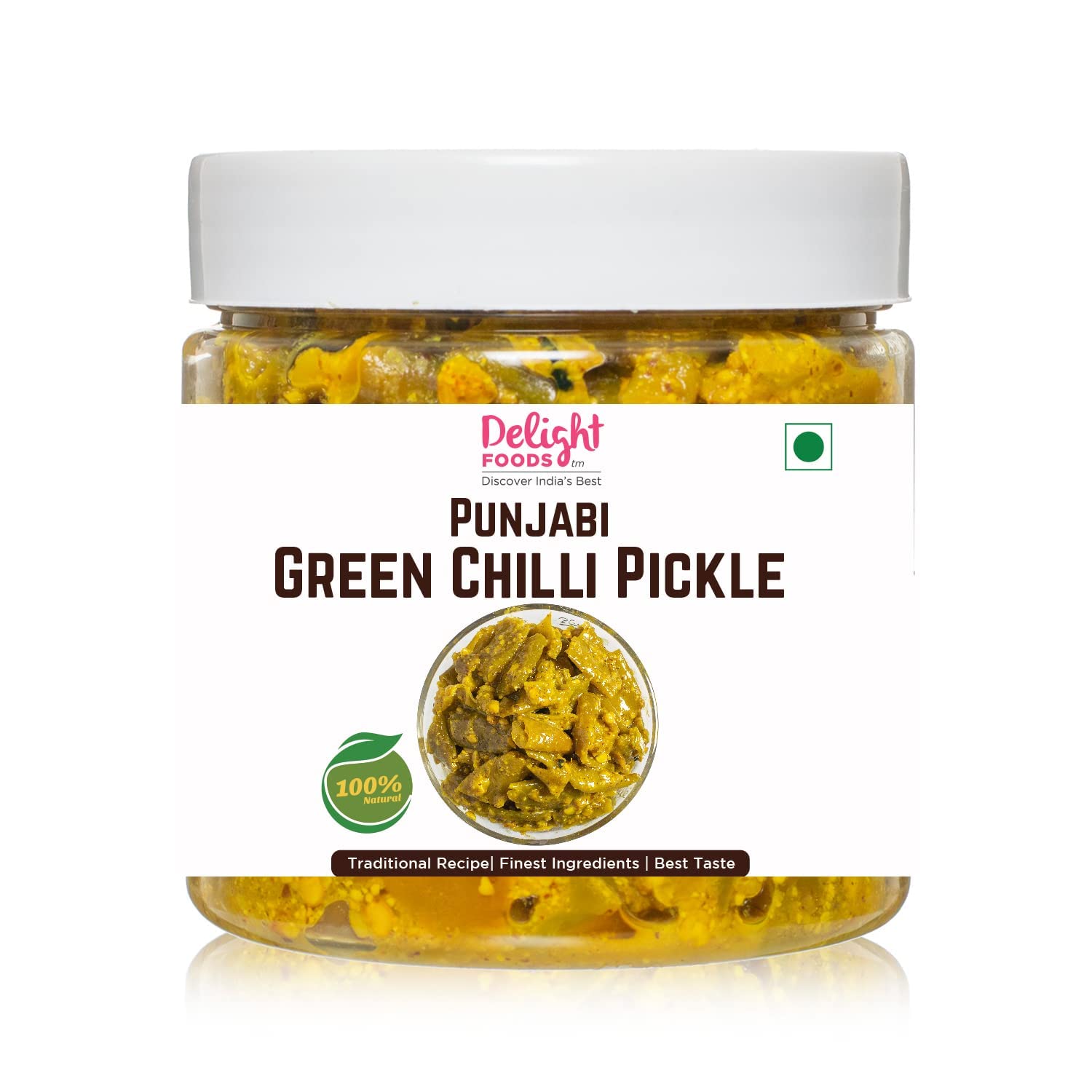 Condiment de piment vert Delight Foods conserve indienne premium Hari Mirchi 350g