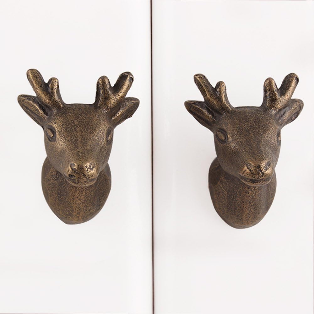 Indian Shelf 4 Piece Deer Decorative Drawer Pulls Cabinet Handles Dresser Knobs Modern Design Touch Iron