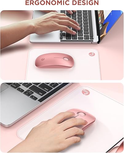 Miniatura 3 de RAPIQUE Ratón inalámbrico Bluetooth (BT5.1+USB), doble conectividad, clic silencioso, baja potencia y 1600 DPI, mouse inalámbrico portátil para Mac,