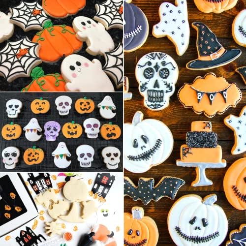 Crethink Halloween Cookie Cutters-9Pcs Halloween Cookie Cutter Set-Pumpkin,Ghost,Bat,Skull,Spider,Witch Hat,Spider Web,Gingerbread Man,Cat Cookie Cutters-Halloween Cookie Cutters Stainless Steel.
