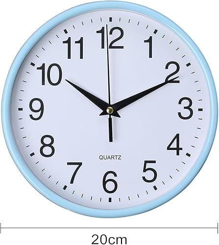Miniatura 5 de Reloj de pared redondo azul moderno, funciona con pilas, fácil de leer, 7.9 in de diámetro