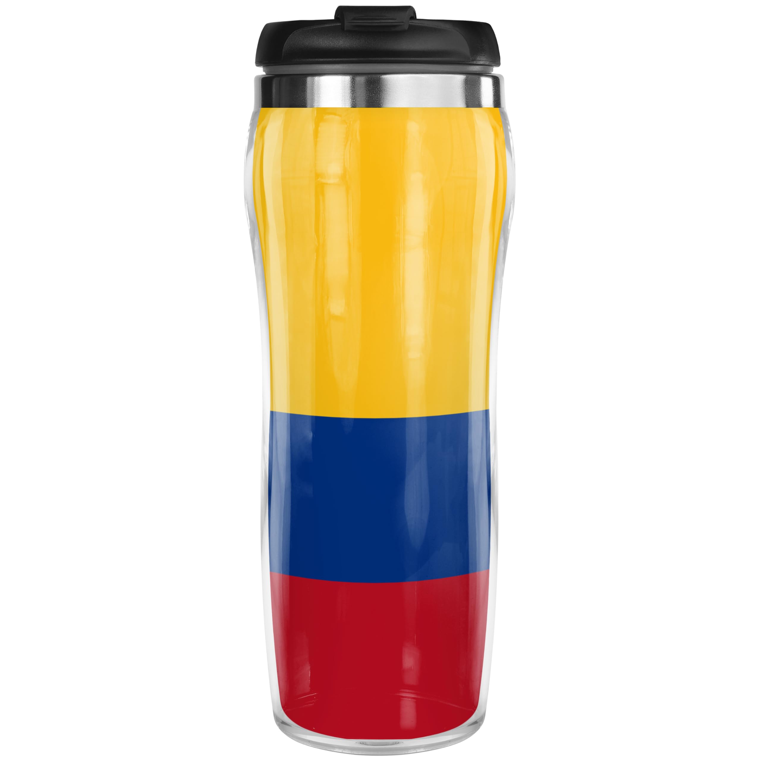 Pixly® Colombia Flag Thermal Travel Mug Coffee Tea Flask, 400ml/14oz Capacity, Colombian Country Flag