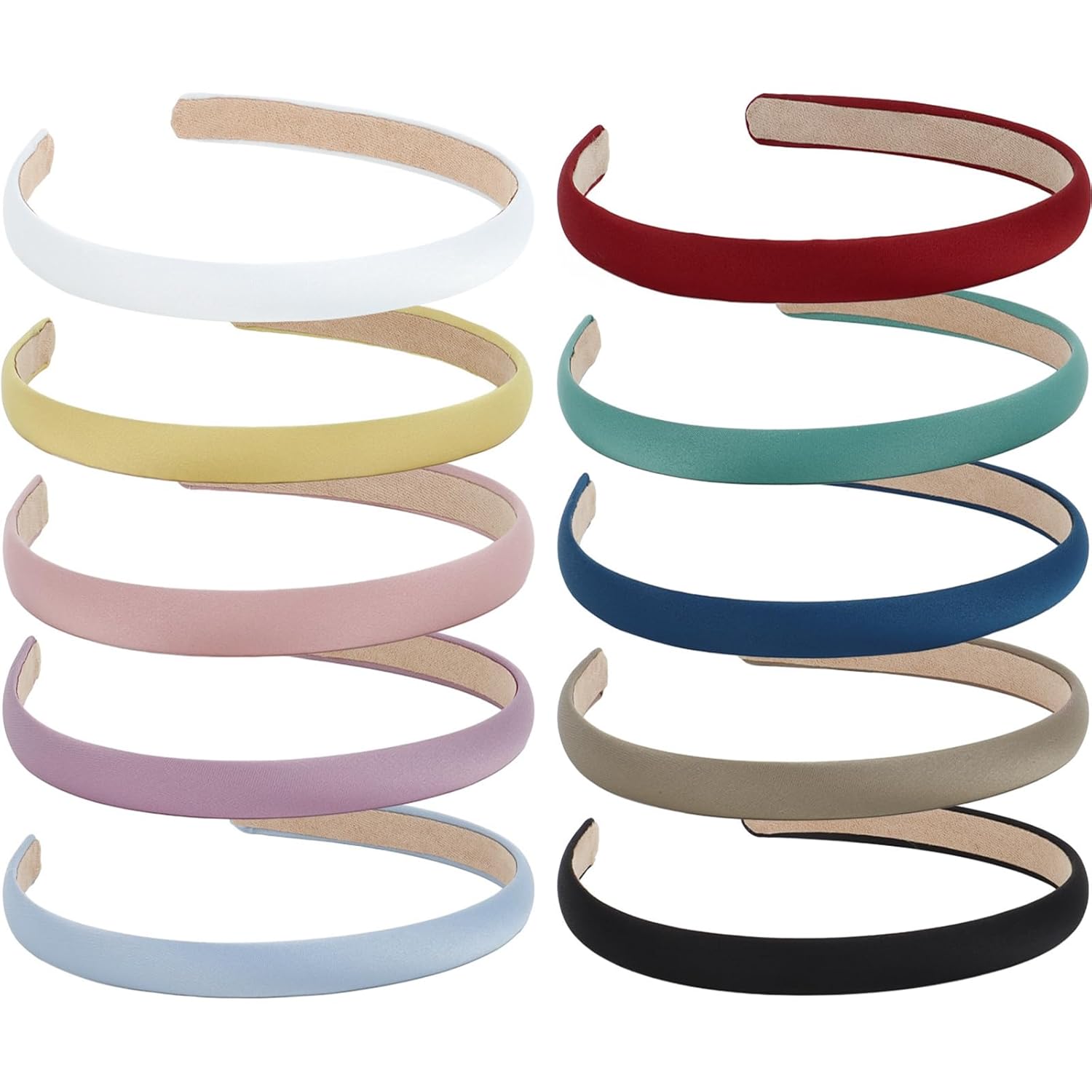Wecoe Multicolored Narrow Satin Headbands 10pcs Non Slip Fashion Hair Bands for Women Girls Hair - Holiday DIY