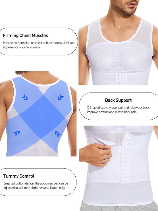 SLIMBELLE Men Compression Vest Waist Trainer Girdle Tank Top Body Shaper