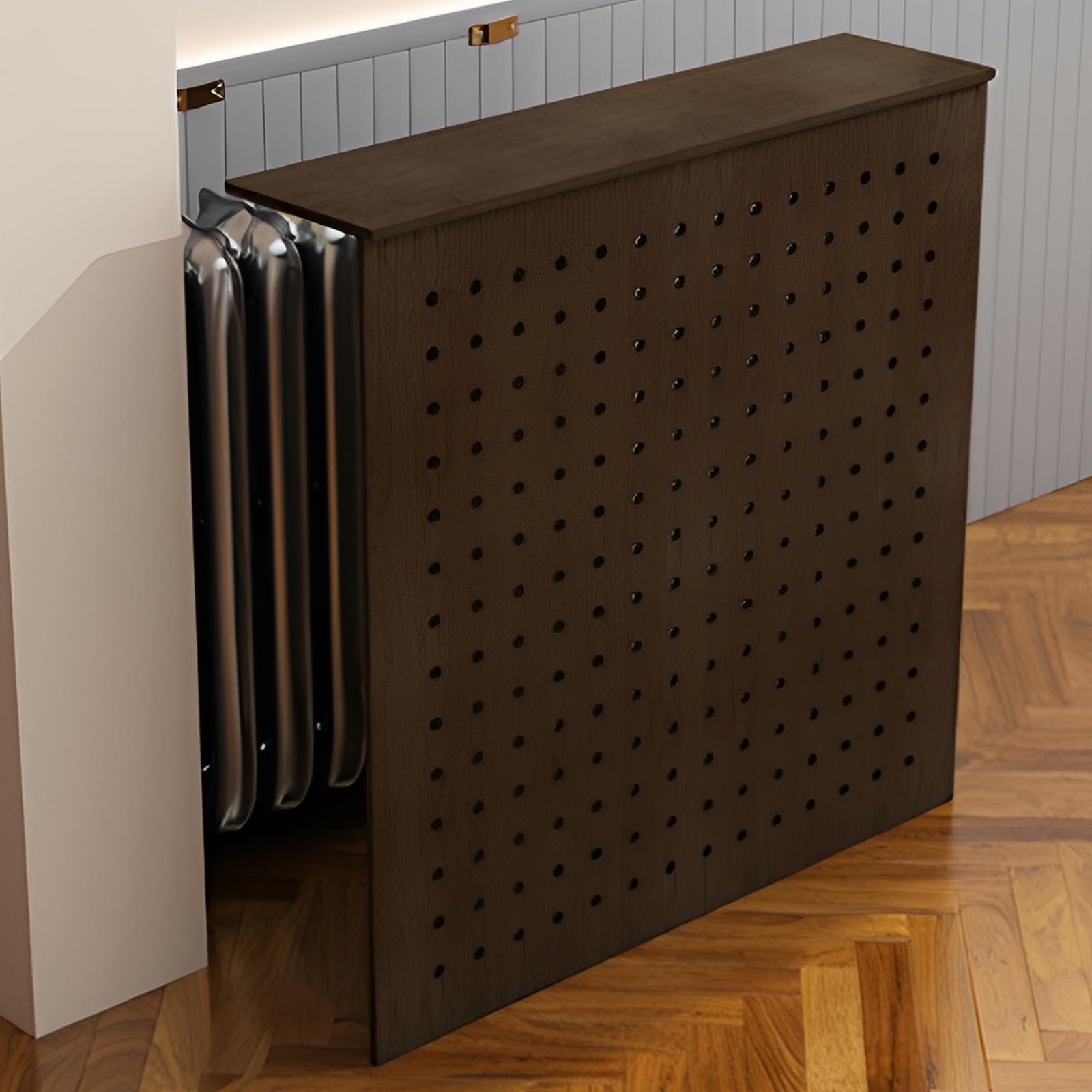 Trójstronne Osłony Grzejników z Górną Półką i Otworami Wentylacyjnymi, Przedpokoju, Dekoracyjne Szafki Domowe(80 * 70 * 15cm)