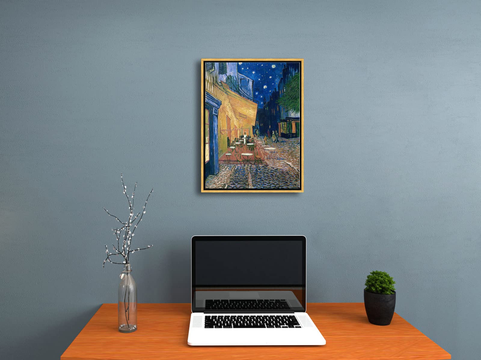 Wieco Art Framed Wall Art of Cafe Terrace at Night by Vincent Van Gogh Paintings Reproduction Abstract Canvas Prints for Home Living Room Decorations Bronze Gold Frame product thumbnail 6