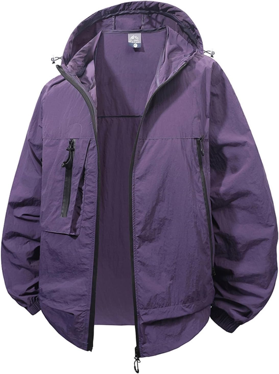 Ymosrh Men's Rain Jacket Lightweight, Water Resistant Running Hiking Fishing Coats Windbreaker with Hood Outwear, S-2XL