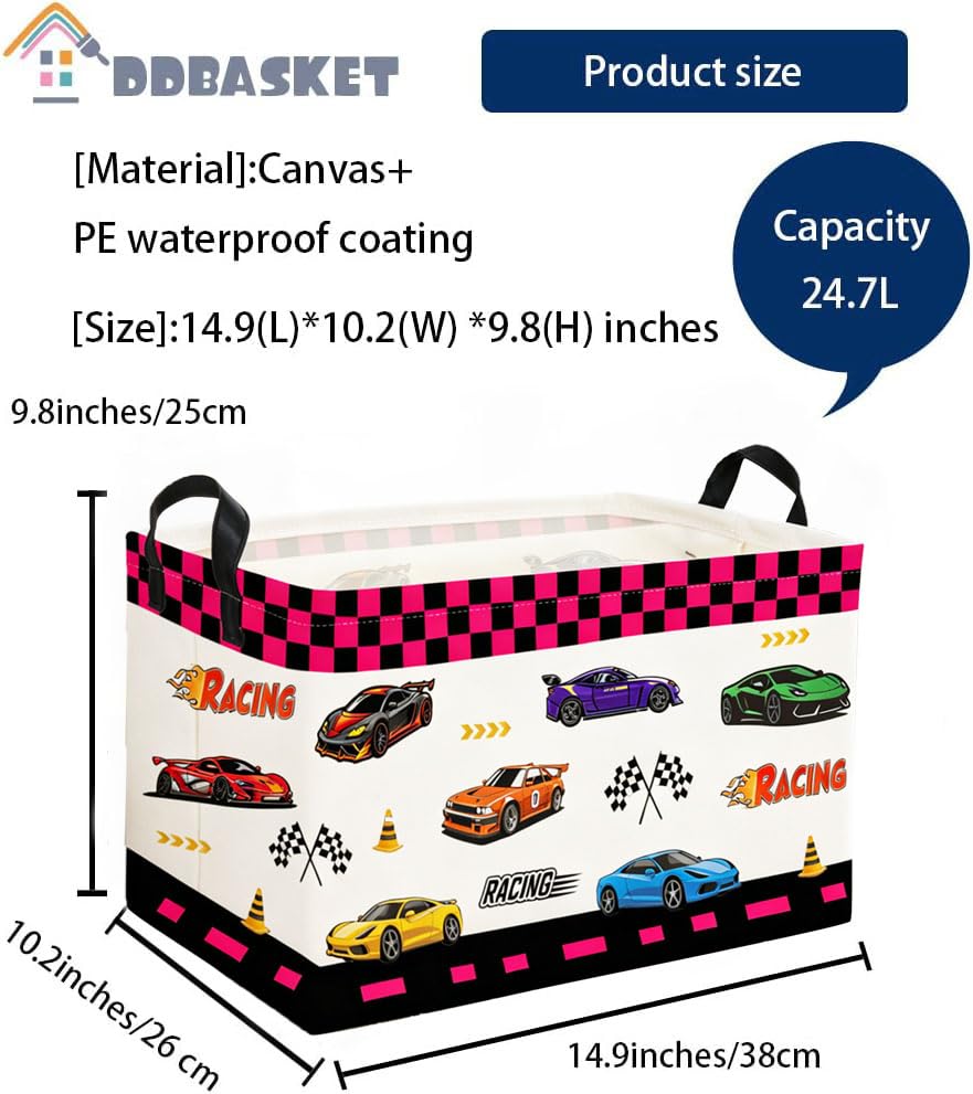 Image of Rectangle Kids Baskets Car Basket Cute Storage Bin Organizer Boys Box for Room Decor Gift Basket(Car)