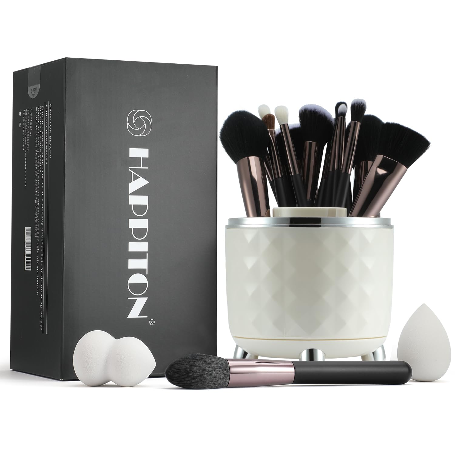 Makeup Brushes Set 17PCS Beauty Tool Kits for Eye Face Foundation Blender Concealer Makeup Brush With Rotating Turnable Holder