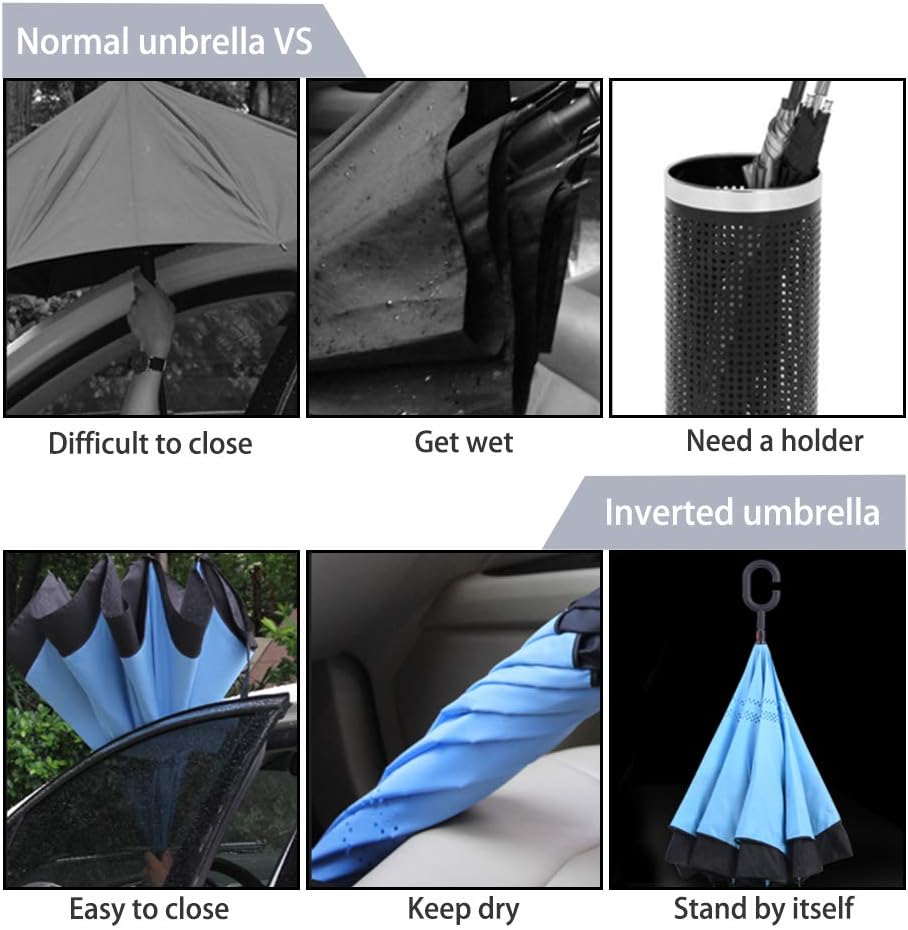 ZOMAKE Inverted Umbrella, Double Layer Reverse Umbrella Large Upside Down Umbrella with UV Protection, Windproof Inside Out Umbrella for Women with C-Shaped Handle