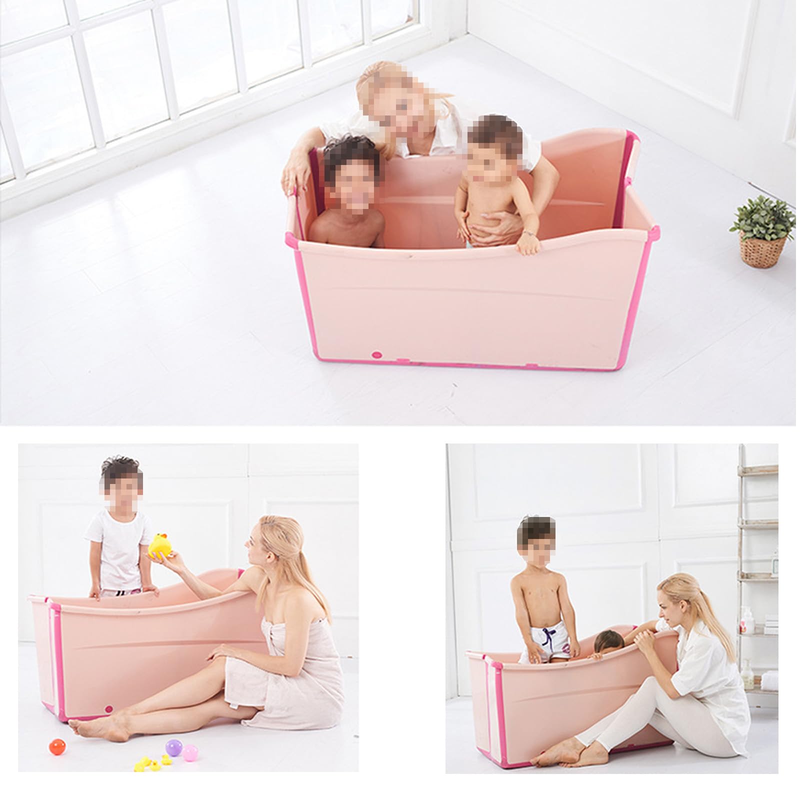 2-in-1 Klappwanne für Haustier & Kleinkind, Multifunktionale Portable Badewanne mit Ablauf, Ideal für Fellpflege und Babybad, Platzsparend Praktisch und Tragbar (Rosa)