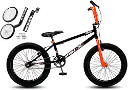 Bicicleta Aço Carbono Aro 20 BMX Infantil PRO X S1 V-Brake Com Rodinhas Traseira