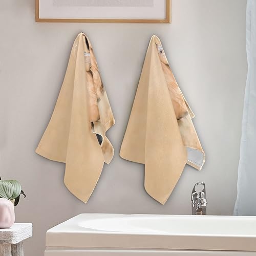 Miniatura 3 de Juego de 2 toallas de mano de caballo corriendo para baño, color marrón y negro en arena del desierto, toallas de cocina de animales de 28 x 14