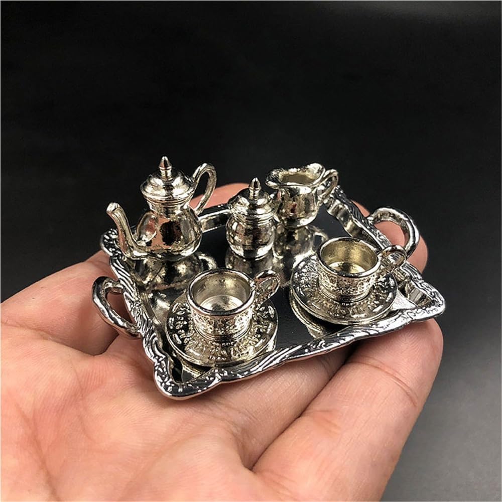 Tasses à thé argentées 1/6 pour créer un salon miniature réaliste sur figurine 12 pouces