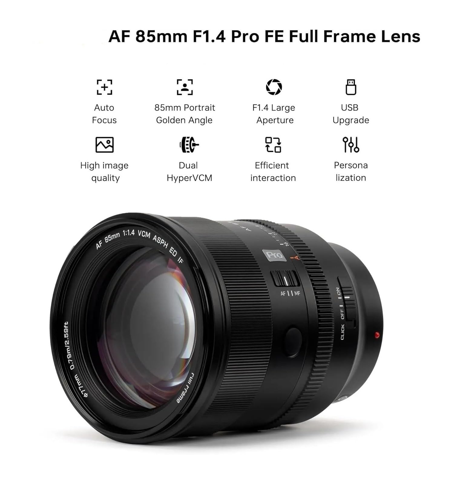 Pro Lente de fotograma Completo F1.4 de 85 mm, Compatible con Sony E