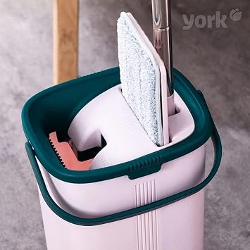 Floor Mop Set - Mobile Phone | Flat, Swivelling with Two Chambers Cleaning Bucket | Mop with Wring Function | Wet/Dry Cleaning | Suitable for All Floors | Wiper Set Handy and Compact