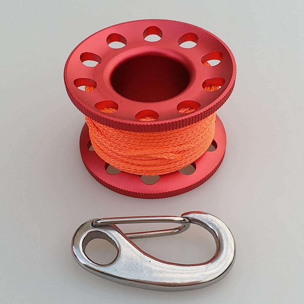 LoveinDIY 10m Alloy Cave Diving Finger Spool Dive Reel, Red