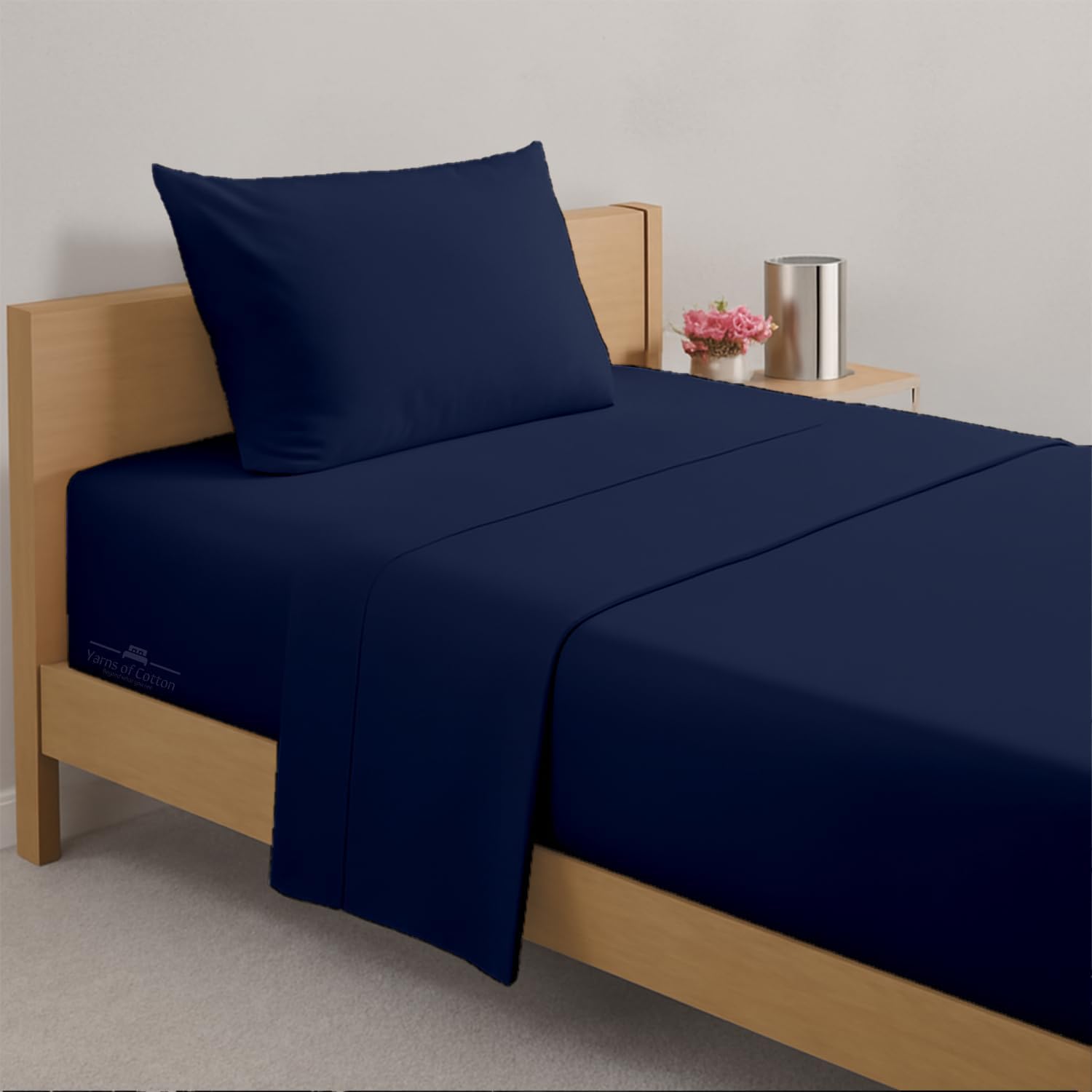 4 Piece Cot Sheets 30x80 Set, Premium Egyptian Cotton 600 Thread-Count Sheets, Perfect for Narrow Twin, Camp Bunk, Army Cots, Trifold Mattress, Camping Cot, Guest Bed Replacement, Navy Blue