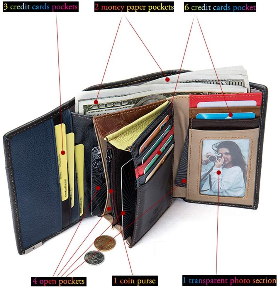 Aurexa Women's Genuine Leather Wallet Patent Leather Retro Vintage Patchwork Embossed Flower Floral Wristlet Clutch Bag (Short Trifold Patent Leather Square)4