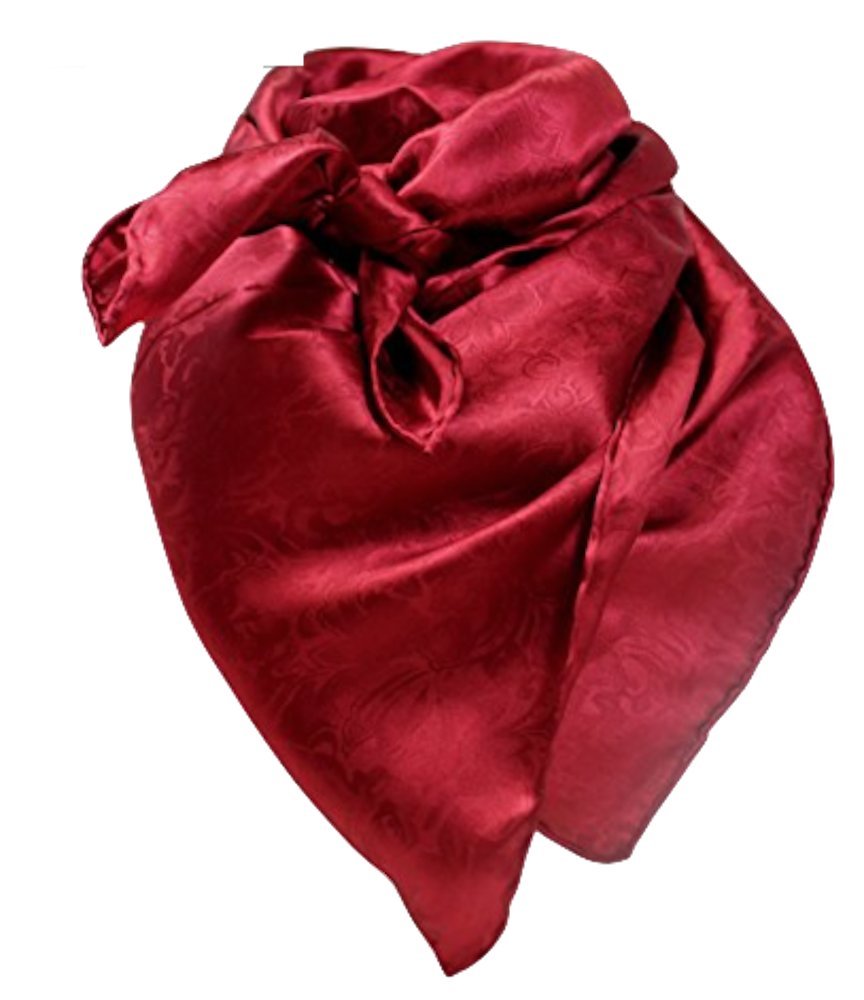 Wyoming TradersWild Rag Red Silk Jacquard Sarf, 34.5 in by 34.5 in square