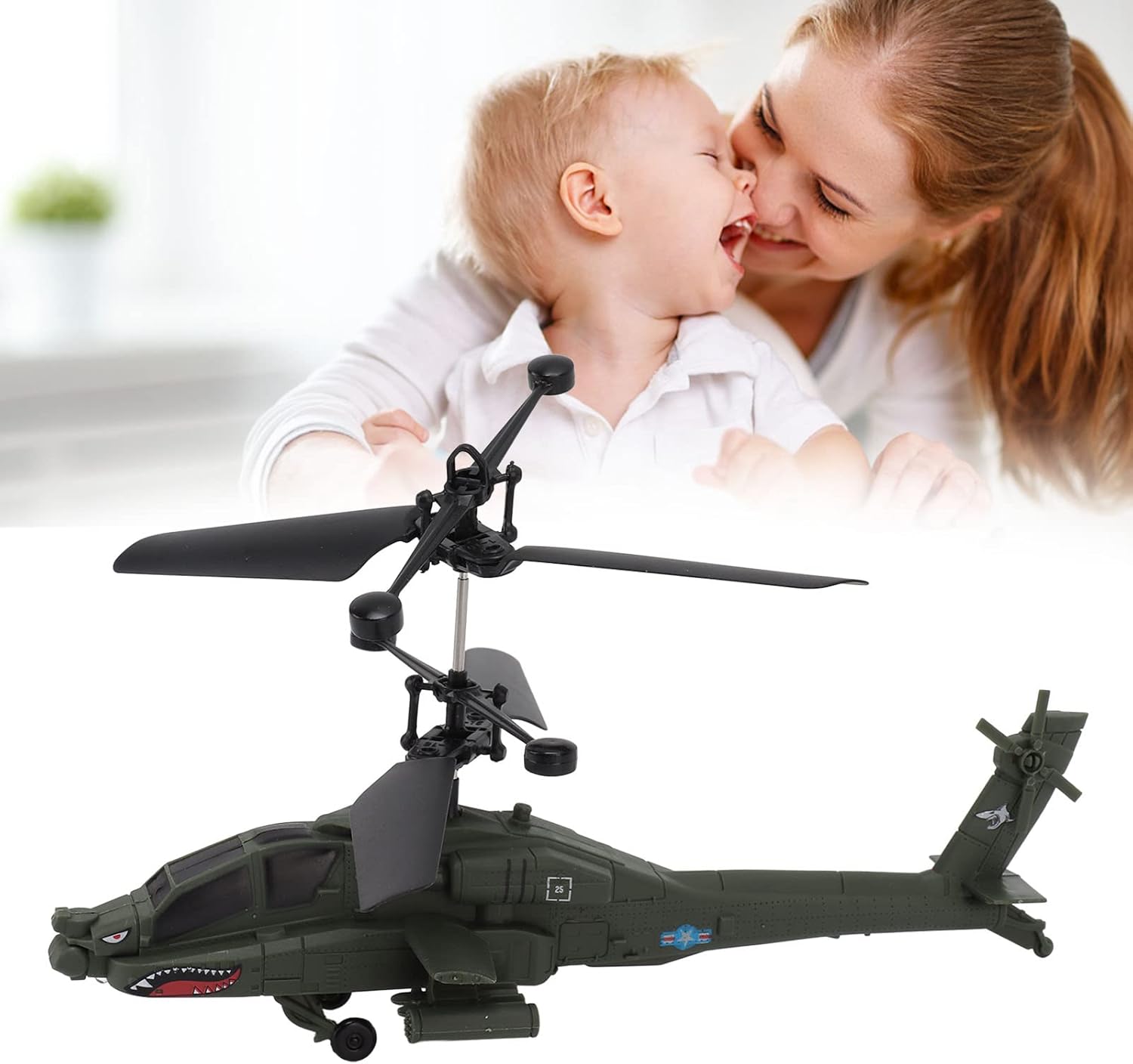 RC Helicopter, USB Auto Induction Flying Toy Stable Flying Auto Power Off RC Plane for Kids, USB Rechargeable Military Helicopter Toy for Boys Girls Over 8 Years Old Kids (Green)