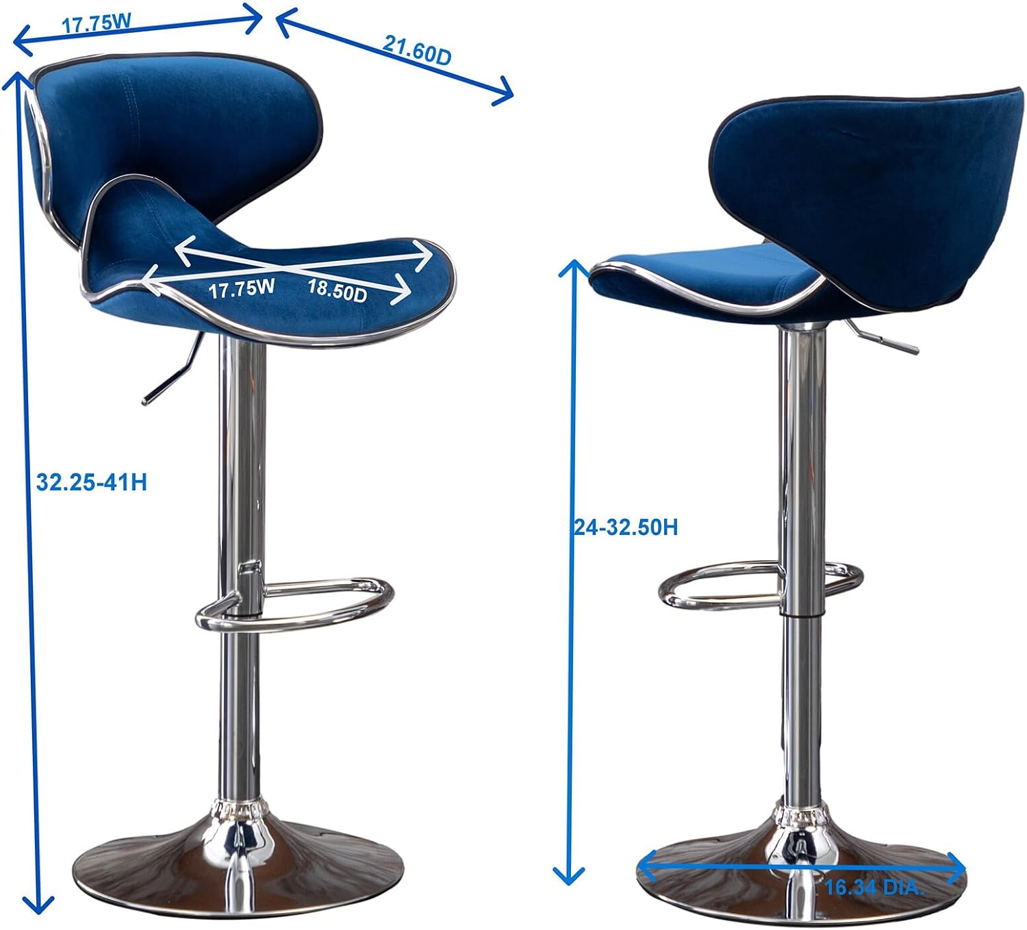 bar Stool Adjustable Height bar stools Counter Height Simple Assembly bar Chair 360 Degree Swivel Barstool Set of 2 for Dorm, Recreation Game Room