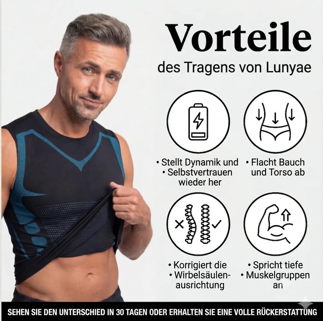 MEIION Solverana Kompressionsshirt Herren Bauch Weg Unterhemd Figurformend