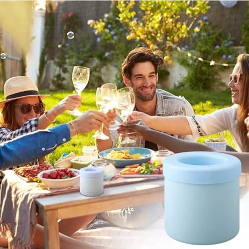Ice Cube Maker Silicone Bucket, Portable Sealed Mold Cup Ice Trays With Lid, Portable Sealed Easy-Release For Freezer, Water, Juice, Coffee, Whiskey, Cocktail, Blue #TOP6
