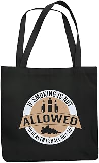 Gifts with Vape If Smoking Is Not Allowed In Heaven Design for Everyone Navy Black Multicolor Canvas Tote Bag