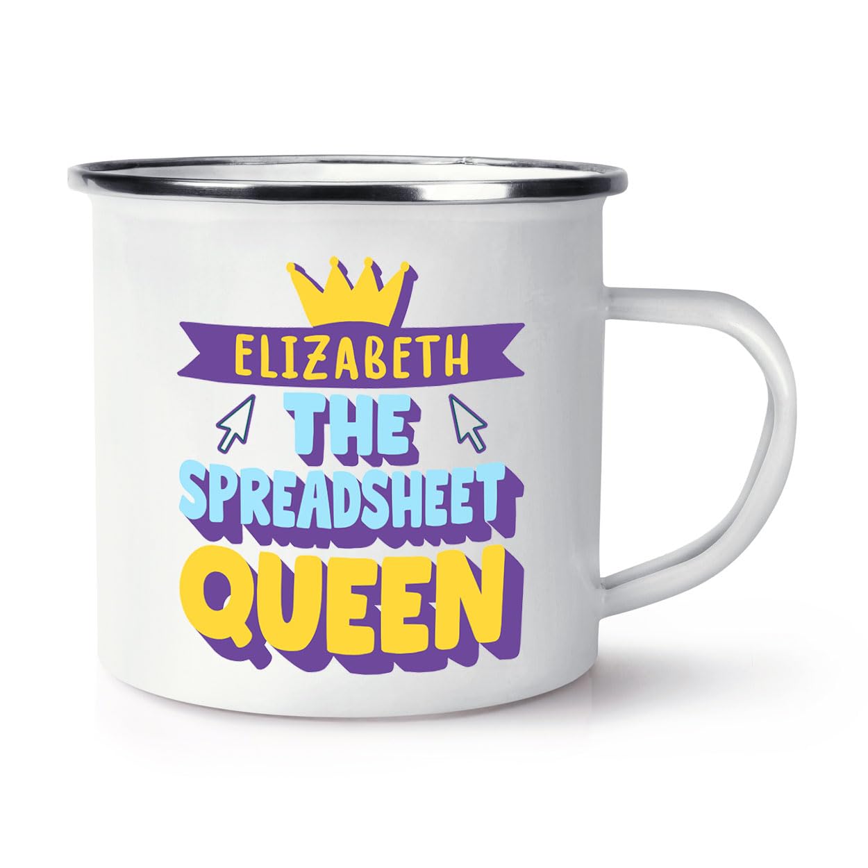 Personalised The Spreadsheet Queen Enamel Mug Cup