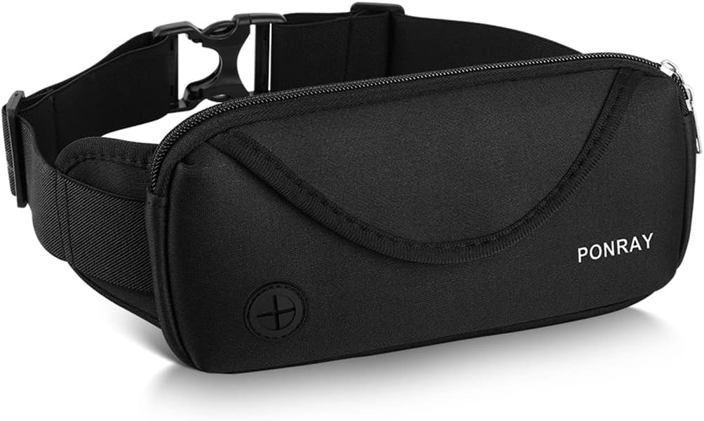 Running Belt Waist Pack, Water Resistant Runners Phone Holder Pouch Fanny Pack for Men Women Running Jogging Hiking Fitness Workout iPhone Xs Max 8 7 Plus, Black