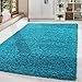 Produktbild HomebyHome Shaggy Teppich Läufer Flur 100 x 200 cm - Shaggy Teppich Hochflor Türkis Extra Weich und Flauschig - Bettvorleger Teppiche für Schlafzimmer - Waschbarer Küchenläufer - Carpet, Hal, Kilim