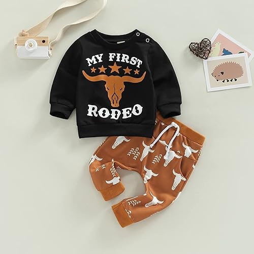 Miniatura 2 de Conjunto de ropa de bebé occidental para bebé sudadera con estampado de vaca conjunto de 2 piezas ropa de otoño e invierno