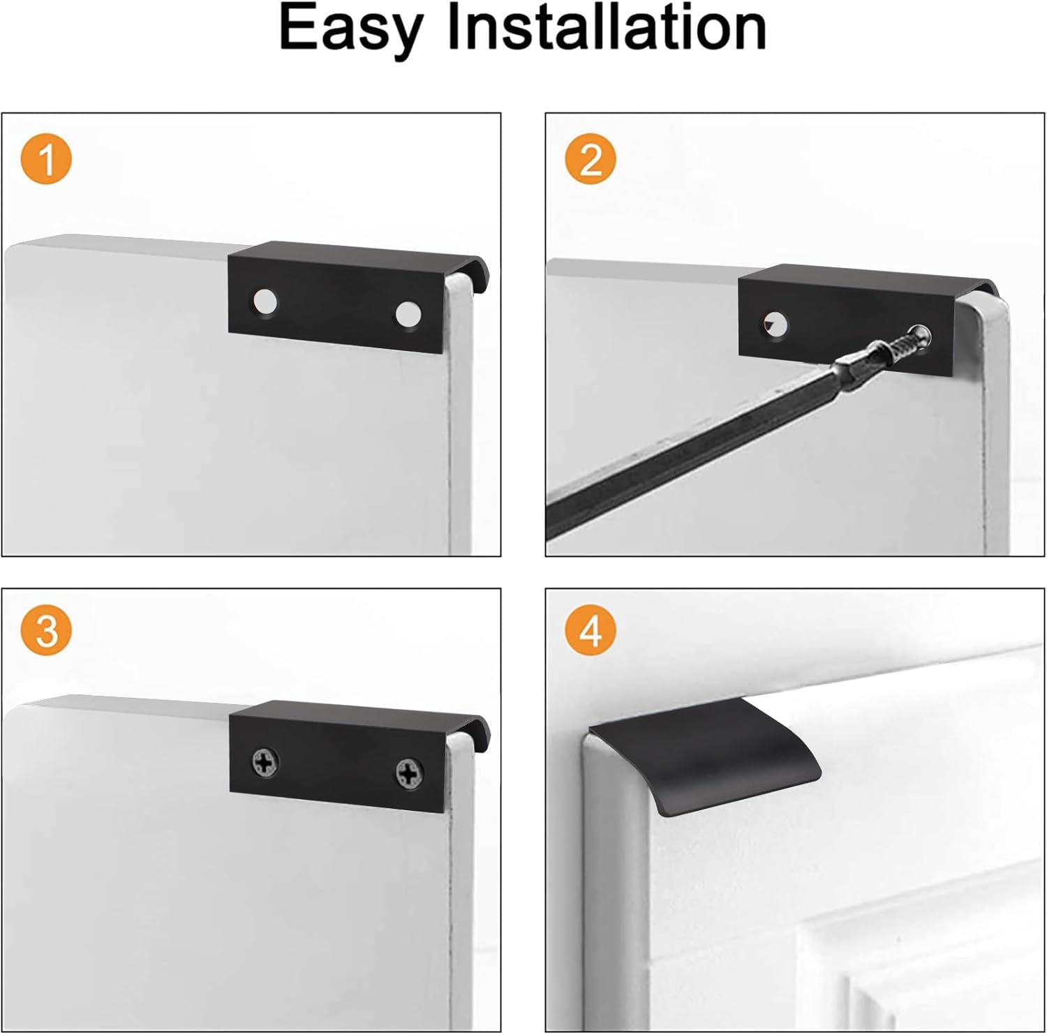 MOROBOR Black Mini Finger Edge Pull, 16pcs Concealed Handle Modern Style Drawer Handle, Radian Edges Aluminum Alloy Invisible Wardrobe Knobs for Cabinet Hardware Drawer/50mm