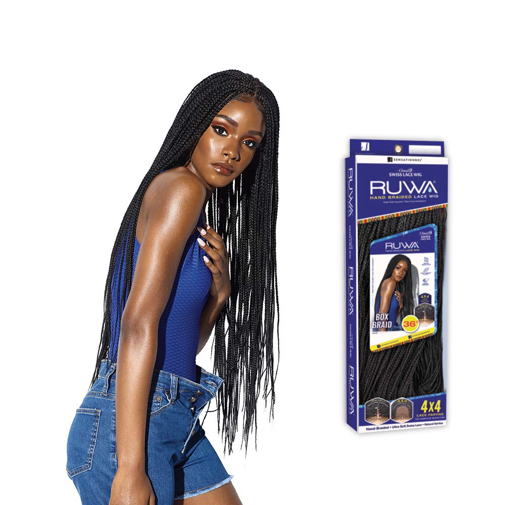 CLOUD 9 Sensationnel Ruwa Braided Lace Wig Swiss Lace 4X4 Box Braid 36" (2)
