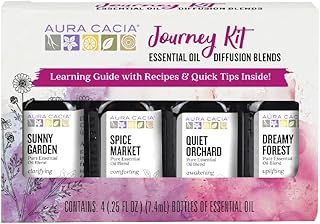 Aura Cacia Journey to Diffusion Essential Oil Kit | GC/MS Tested for Purity | 4 Bottles 7.4ml (0.25 fl. oz.)