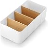 Plastic Seasoning Packet Organiser with 4 Compartments Seasoning Storage Bins Spice Packet Holder with Removable Bamboo Dividers for Kitchen, Pantry, Cabinet, Countertop, 26.6 * 12.8 * 7.9cm