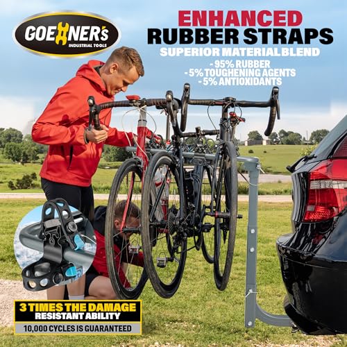 𝐔𝐩𝐠𝐫𝐚𝐝𝐞𝐝 4 Bike Rack Hitch Mount (240lbs Capacity), Bike Rack for Car Made with High-Strength Steel, Dual Cradle Systems, Bike Bicycle Carrier for Car, SUV, Truck 2” Receiver - Thumbnail 4