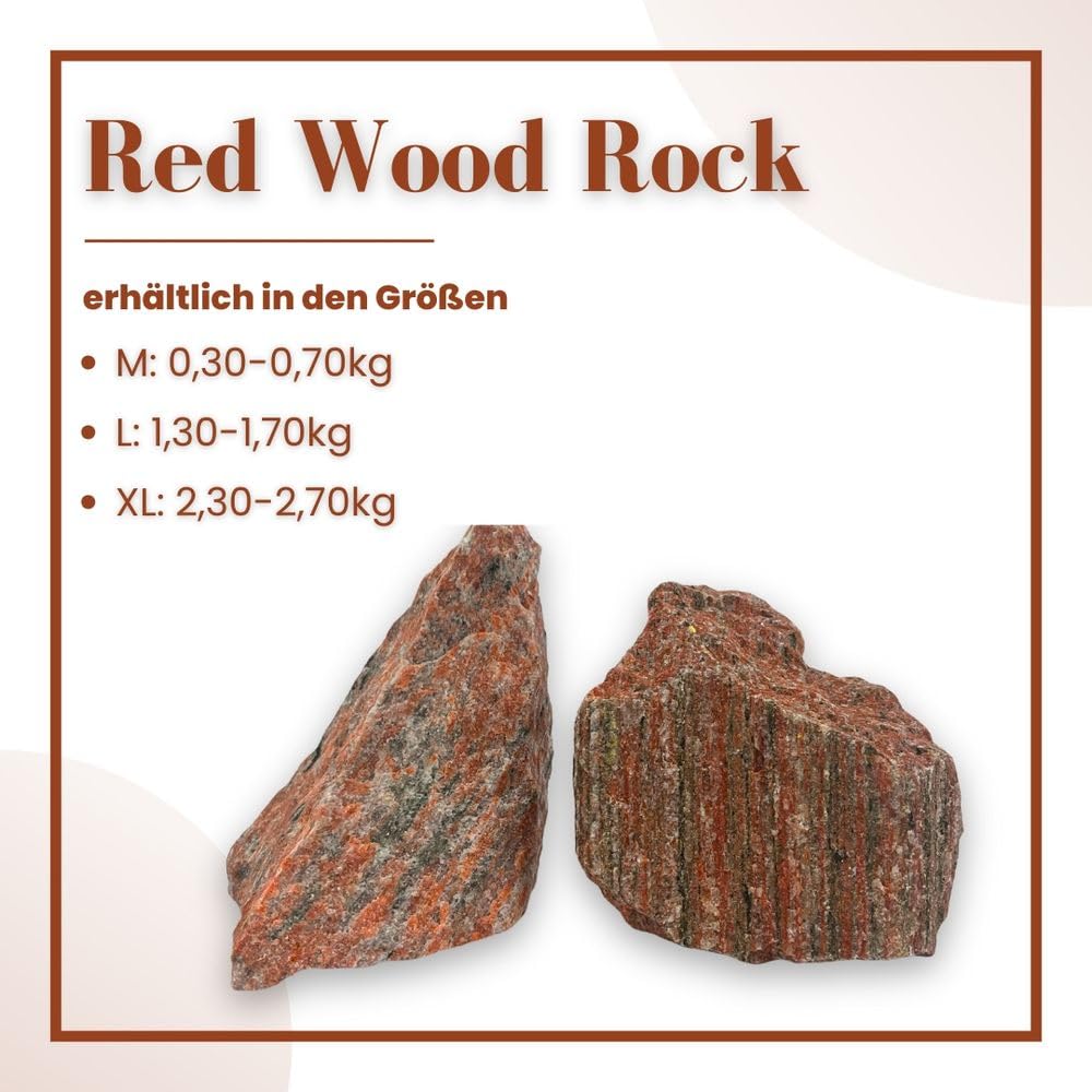 AquaOne Aquariumsteine Red Wood Rock Stein I Naturstein 25 kg Mix Größe M-XL I Natursteine mit holzähnlicher Maserung für Aquascaping und Naturaquarien
