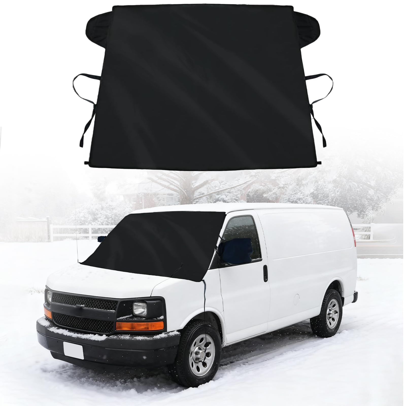 Windshield Cover for Ice and Snow for 1996-2025 2026 Chevrolet Express Accessories Cargo Van Custom Fit Windshield Frost Cover for Chevy Express Waterproof Oxford Fabric All Weather Protector