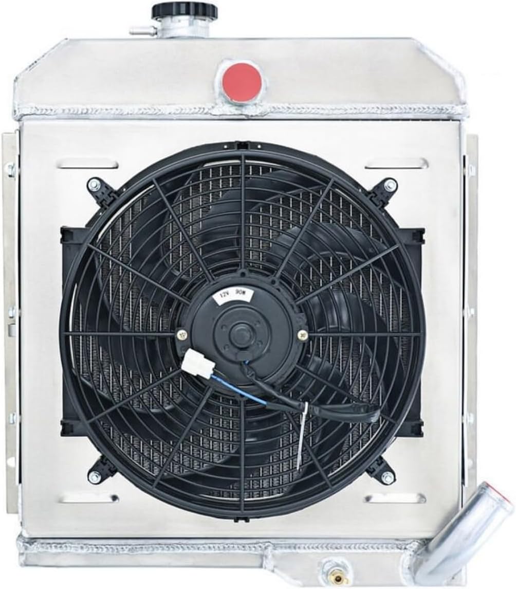 Aluminum Radiator Fan Shroud Fits for 1965-1971 1969 Jeep CJ5 CJ6 DJ5 DJ6 Buick 3 Rows Radiator