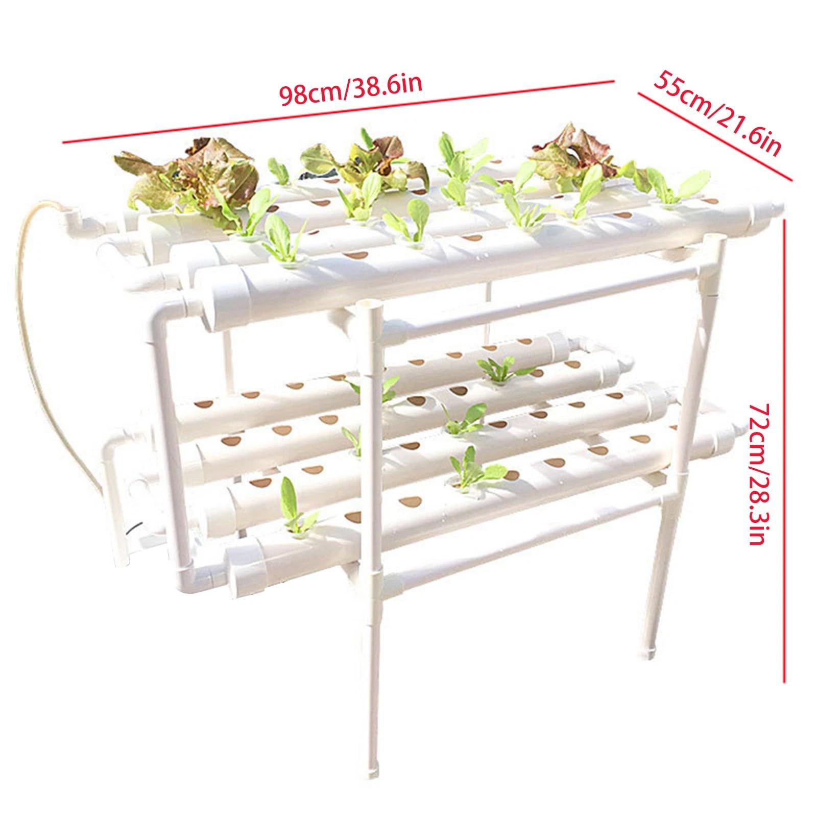 Kit de Cultivo hidropónico de PVC, Sistema de Cultivo hidropónico, 2 Capas, 72 Agujeros, Sistema hidropónico, Sistema de Cultivo de Plantas sin Tierra, Sistema de Cultivo hidropónico de Agua