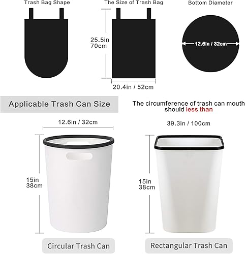 Miniatura 3 de Bolsas de basura con asa, bolsas de basura de 6 galones (100 unidades), bolsas de basura extragruesas para baño, cocina, dormitorio, sin perfume, a