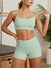 Conjunto Deportivo de 2 Piezas para Mujer Espalda Cruzada Cintura Alta Shorts Ciclista Sin Costura Frontal Levanta Cola 5
