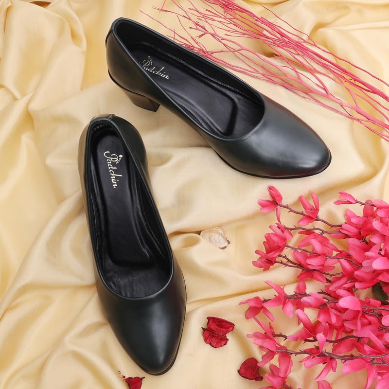 Padchin Women Smart Casual Round Toe Block Heel Olive Pump | Formal and Casual Fashion sandal with Stiletto Heels | Stylish and Fashionable Pump Shoe for Daily Use Office Wear 1