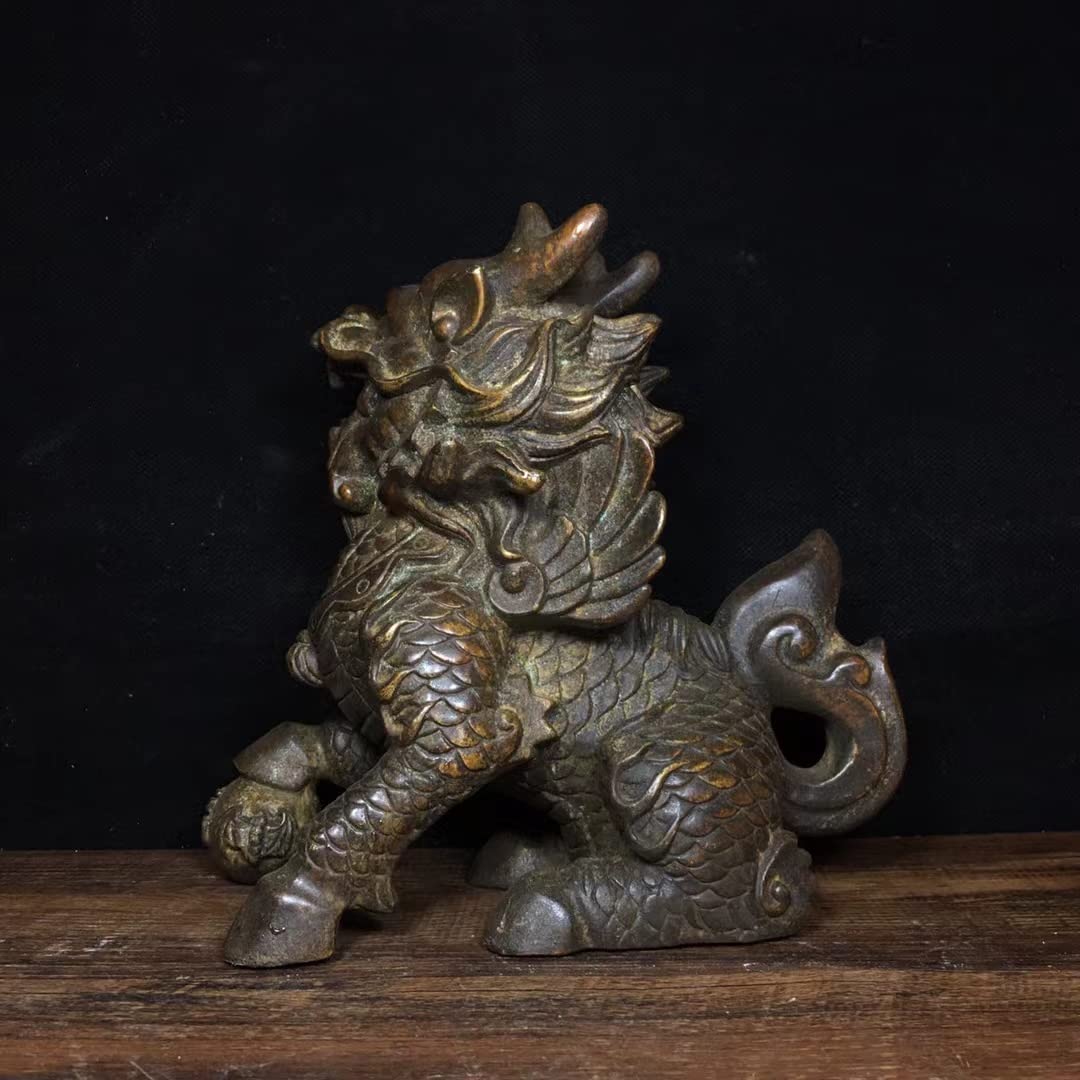 戦国・館蔵珍品・青銅器・超大麒麟獣置物』極細工・古賞物・中国古玩・